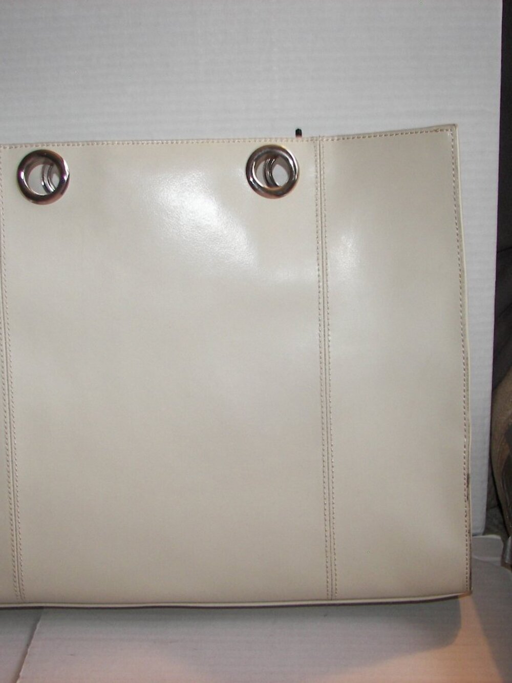 Wilson's All-in-One White Leather Tote with tags, leopard lining + dust bag